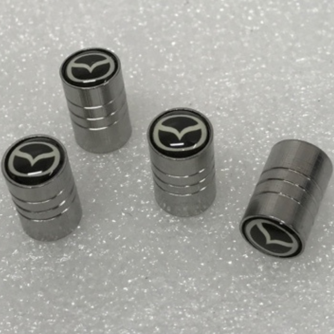 Set of 4 Universal Mazda Silver Wheel Stem Air Valve Caps 47000ac9