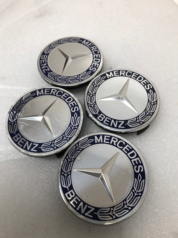 Set of 4 Mercedes 75MM Classic Dark Blue Wheel Center Hub Caps df57ccf3