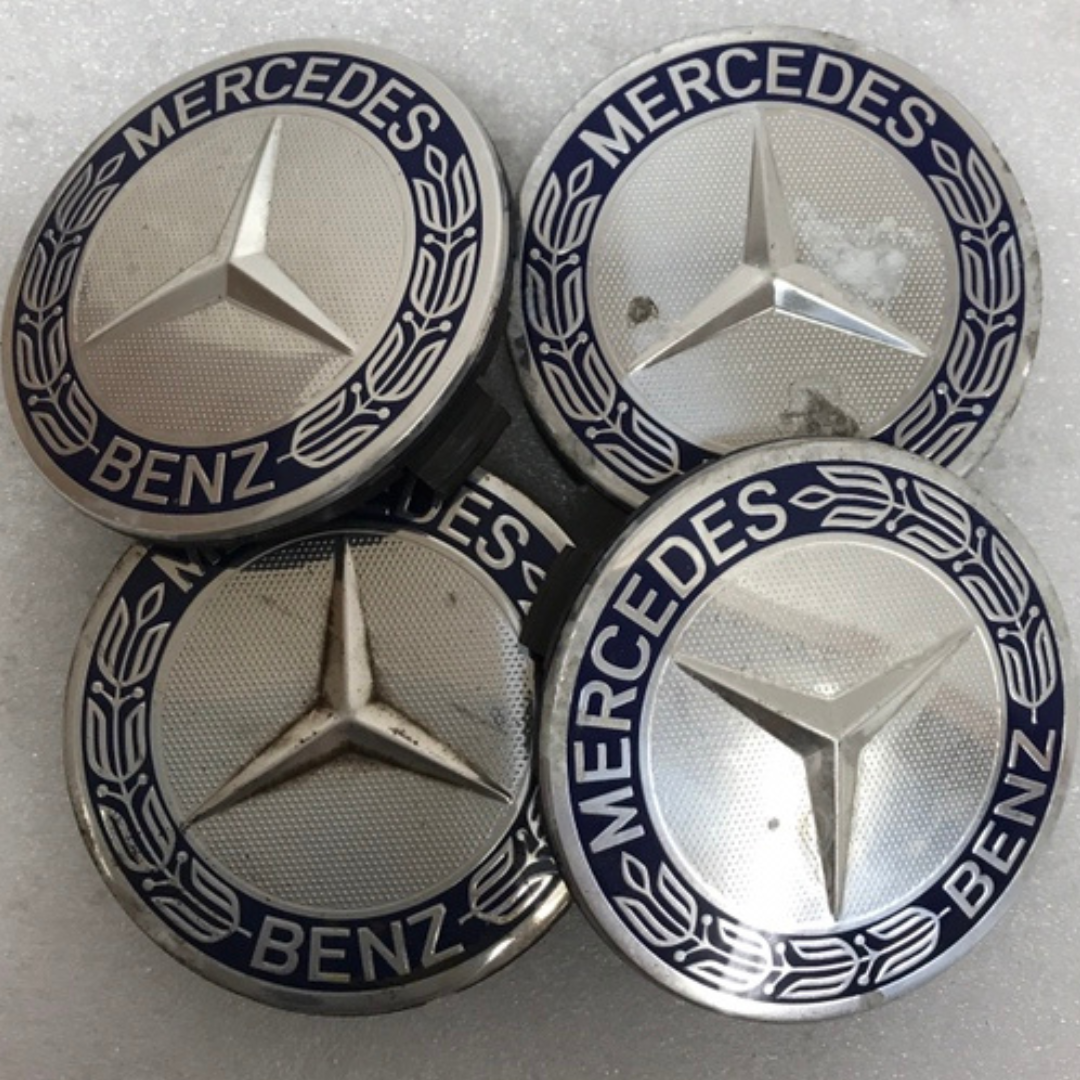Set of 4 Mercedes Classic Dark Blue Wheel Center Hub Caps AMG Wreath a539ea04