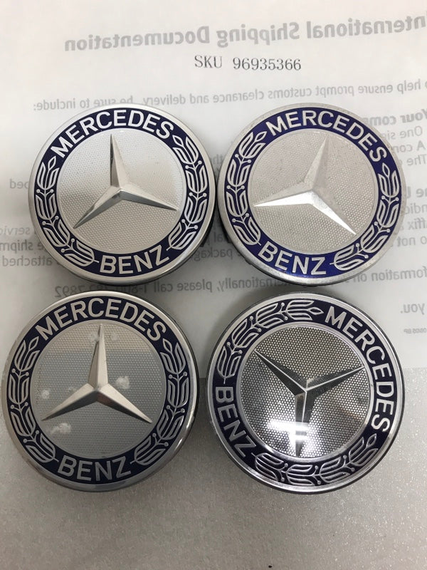 Set of 4 Mercedes-Benz 75MM Classic Dark Blue Wheel Center Hub Caps 96935366