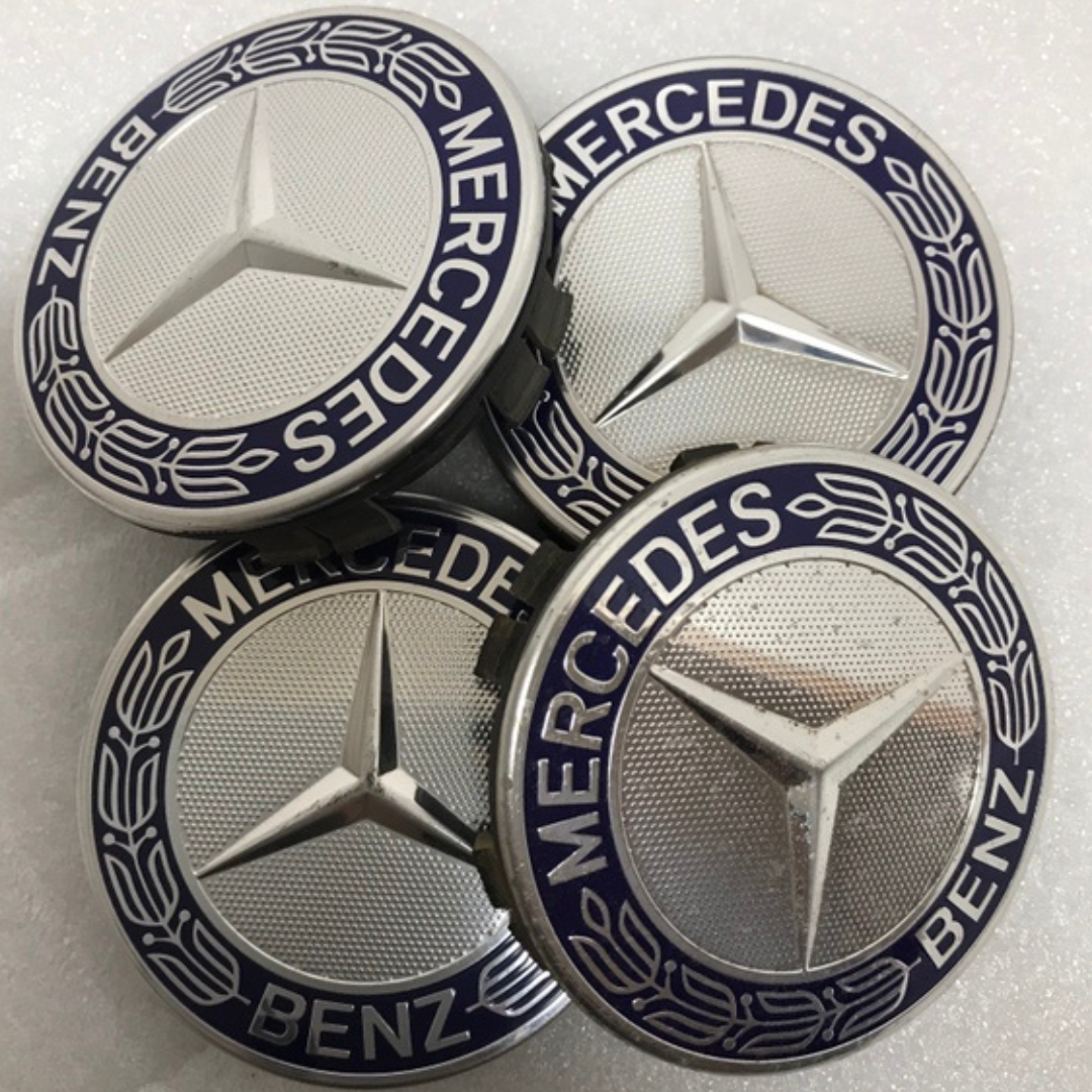 Set of 4 Mercedes 75MM Classic Dark Blue Wheel Center Hub Caps f364e4a5