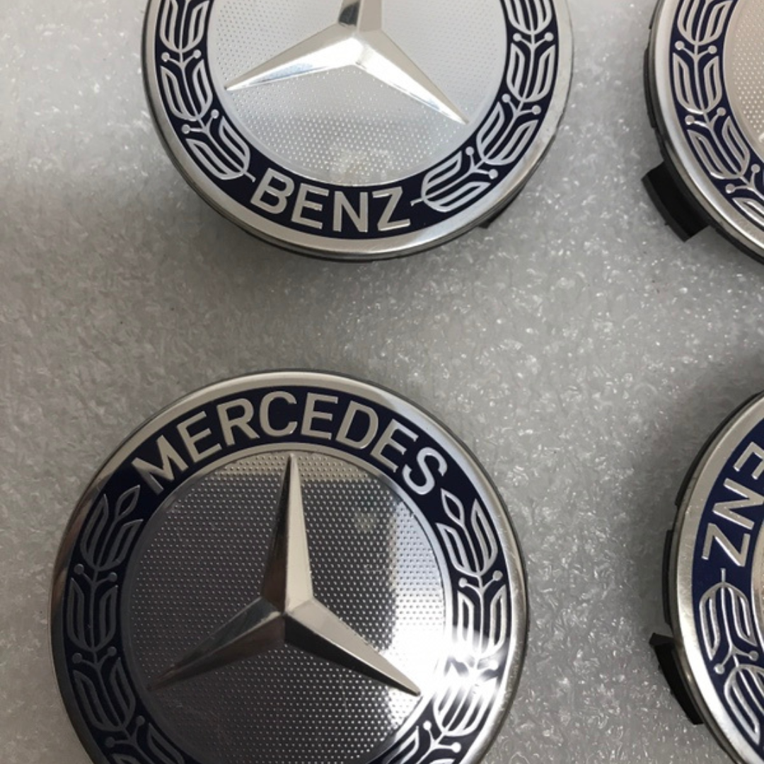 4PC Mercedes 75MM Classic Dark Blue Wheel Center Hub Caps AMG Wreath 331c6574