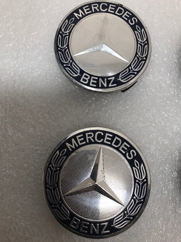 Set of 4 Mercedes 75MM Classic Dark Blue Wheel Center Caps AMG Wreath 2062f475