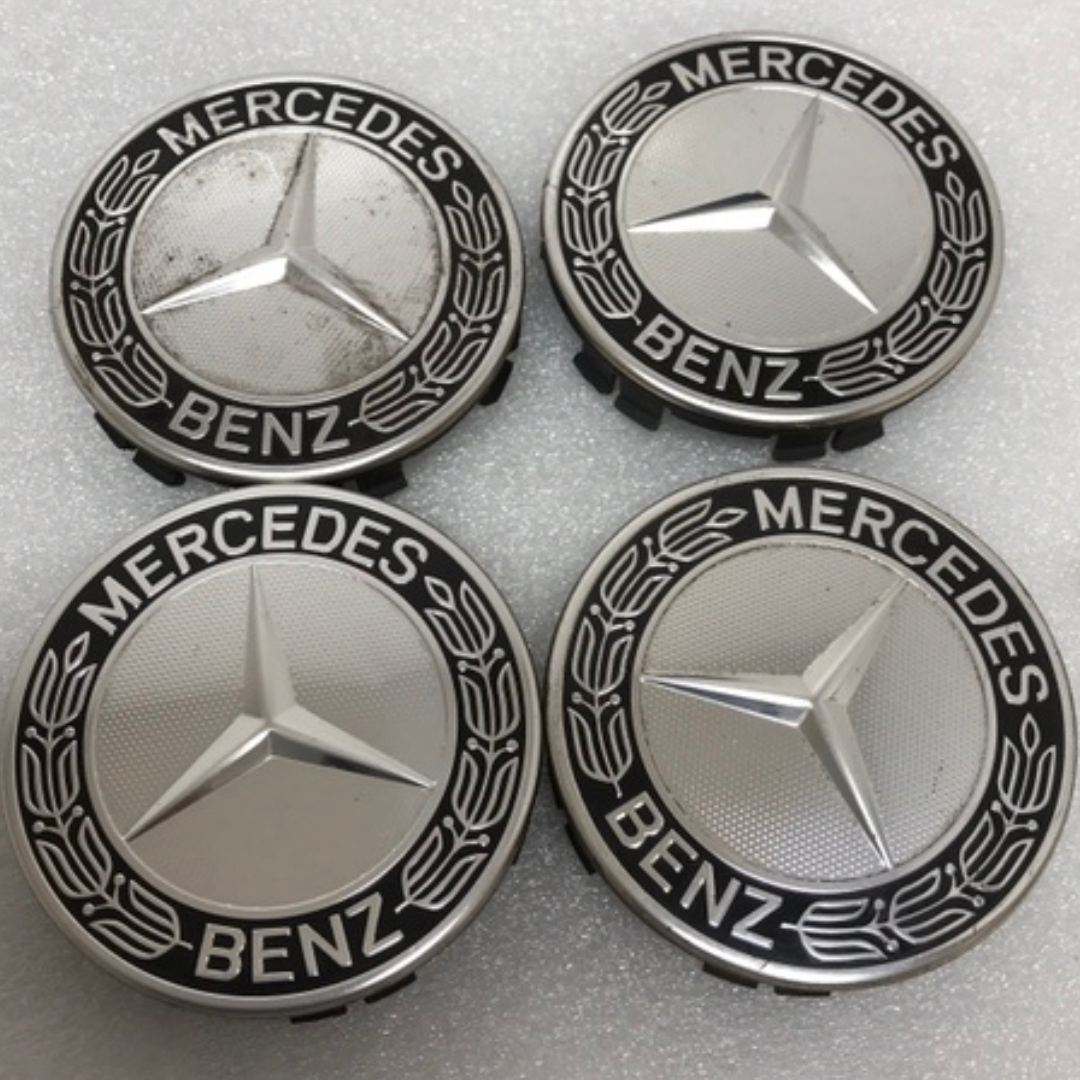 Set of 4 Mercedes 75MM Classic Dark Blue Wheel Center Hub Caps e796ba03
