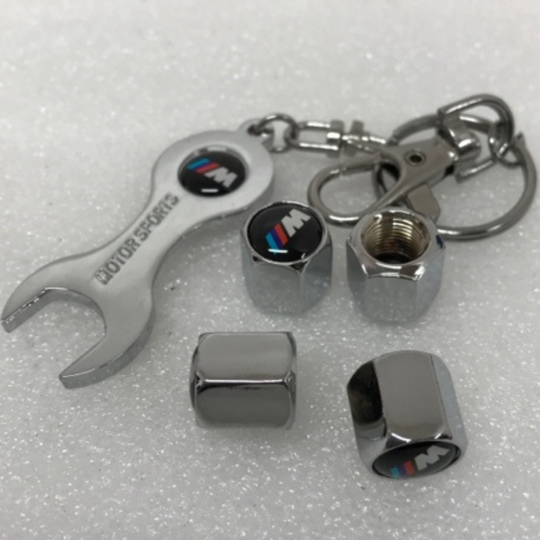 Set of 4 Motorsports BMW Tire Stem Valve Cap With Key 98ba4f67