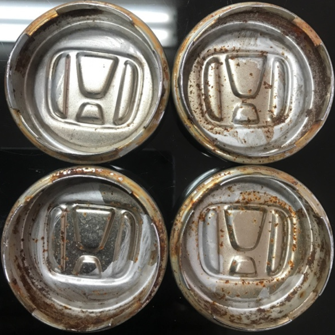 Set of 4 Honda Black Wheel Rim Center Caps Chrome Logo 69mm 1e8da684
