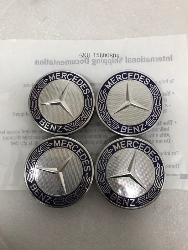 Set of 4 Mercedes 75MM Classic Dark Blue Wheel Center Hub Caps 15b008d4
