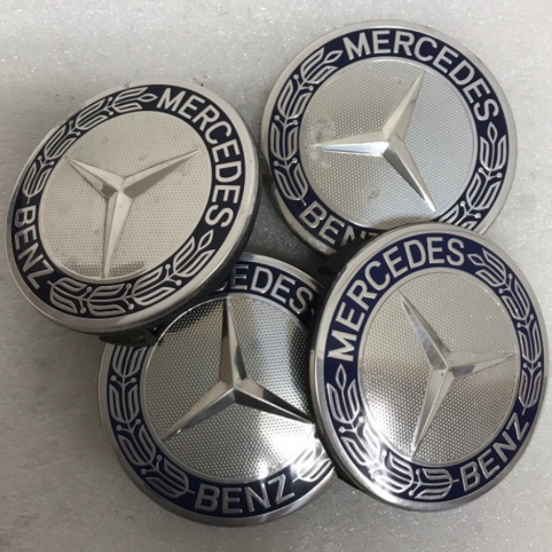 Set of 4 Mercedes 75MM Classic Dark Blue Wheel Center Hub Caps AMG b49527de