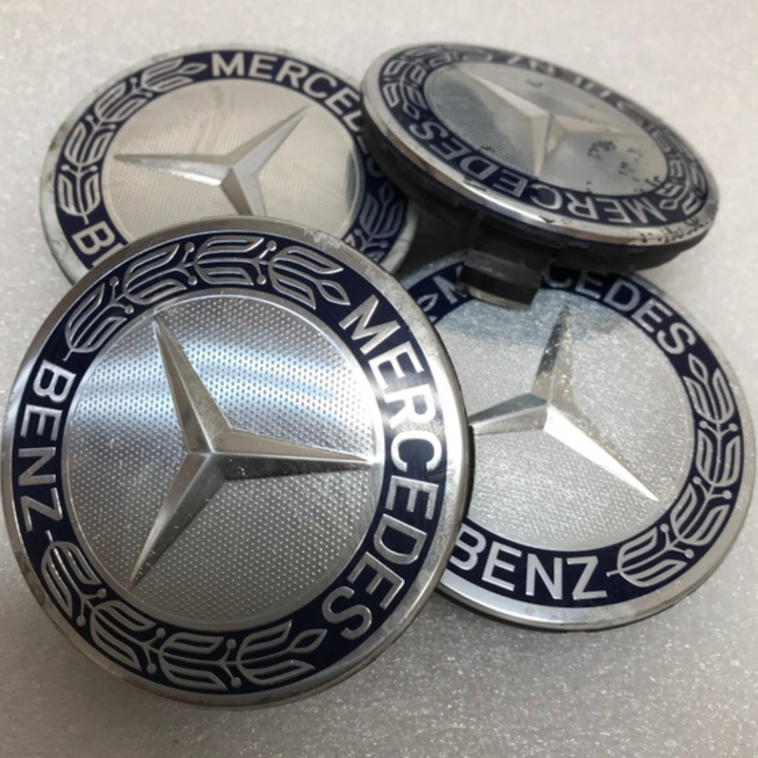 Set of 4 Mercedes 75MM Classic Dark Blue Wheel Center Hub Caps fb73984b