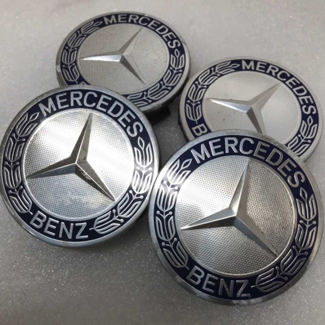 Set of 4 Mercedes 75MM Classic Dark Blue Wheel Center Hub Caps 89f014db