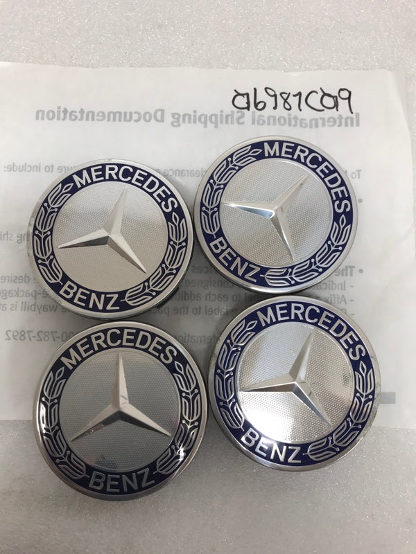 Set of 4 Mercedes 75MM Classic Dark Blue Wheel Center Hub Caps a6981ca9