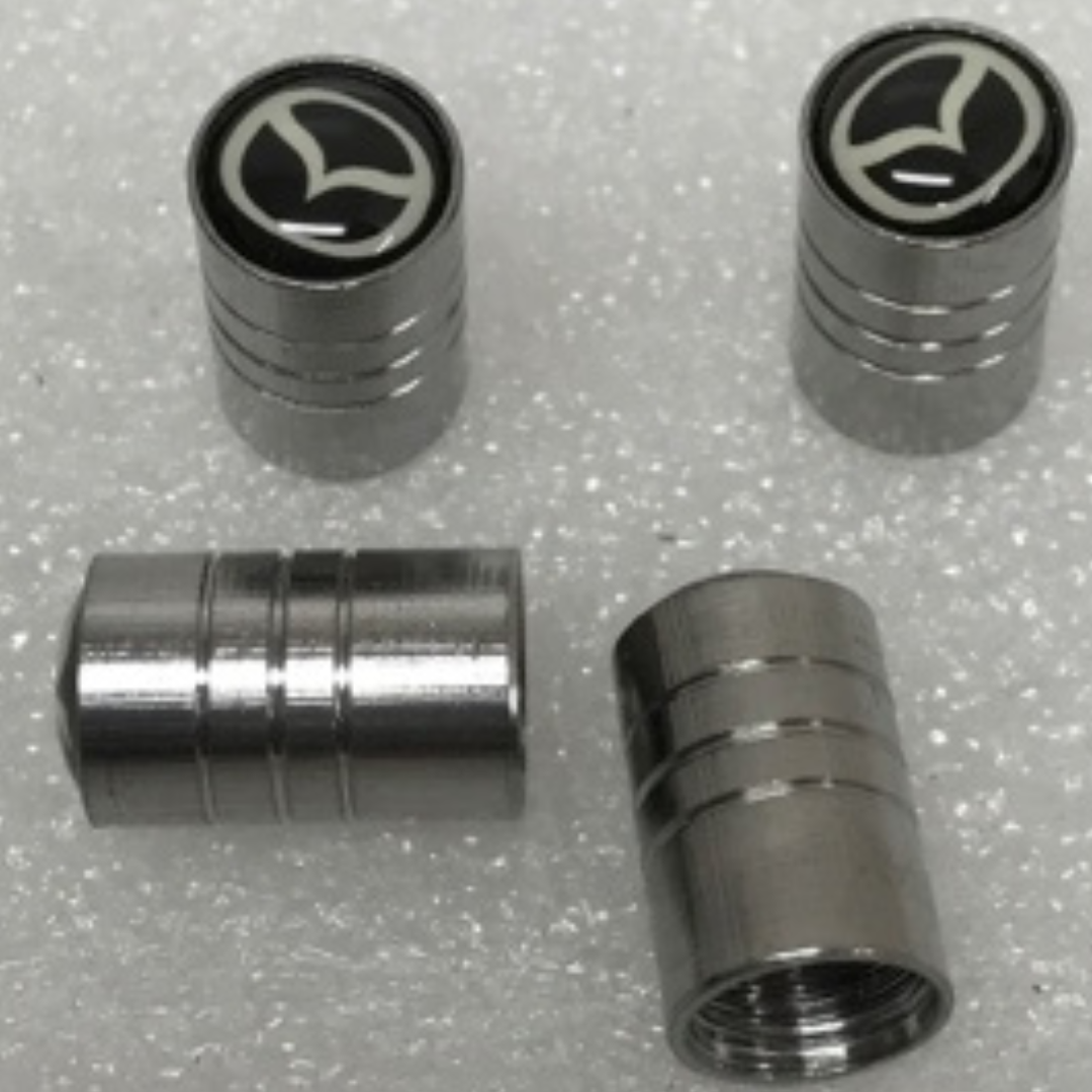 Set of 4 Universal Mazda Silver Wheel Stem Air Valve Caps 47000ac9