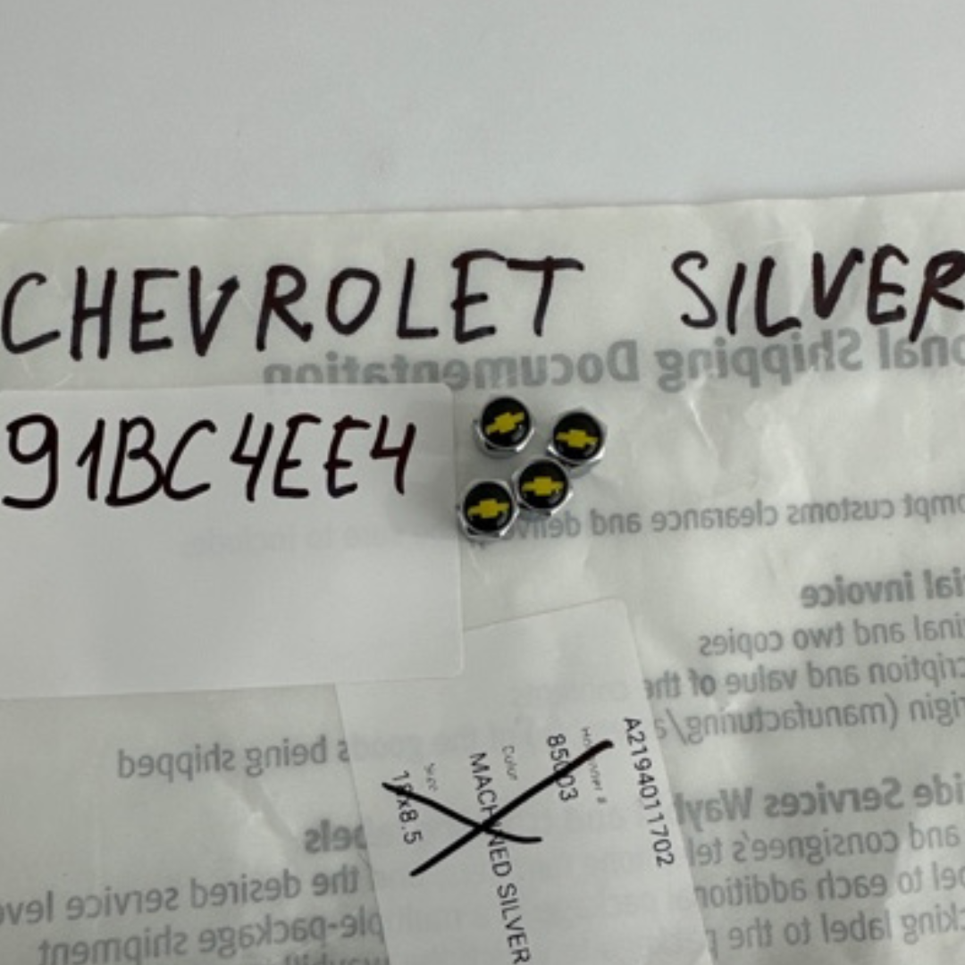 Set of 4 Universal Chevrolet Silver Wheel Stem Air Valve Caps 91BC4EE4