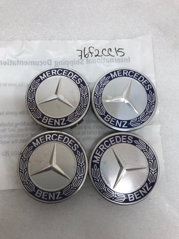 Set of 4 Mercedes Classic Dark Blue Wheel Center Hub Caps AMG Wreath 76f2cc15