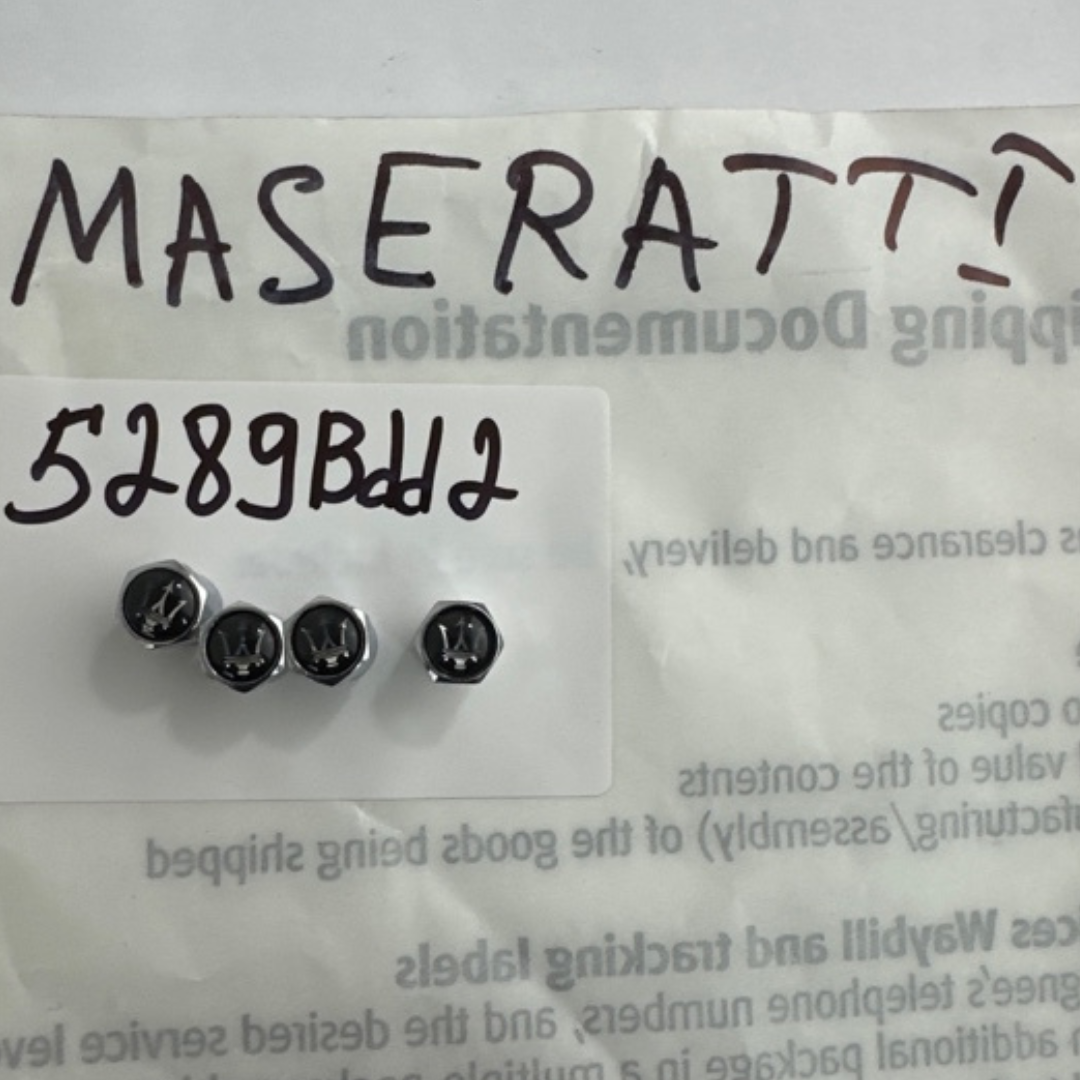 Set of 4 Universal Maserati Silver Wheel Stem Air Valve Caps 5289bdd2