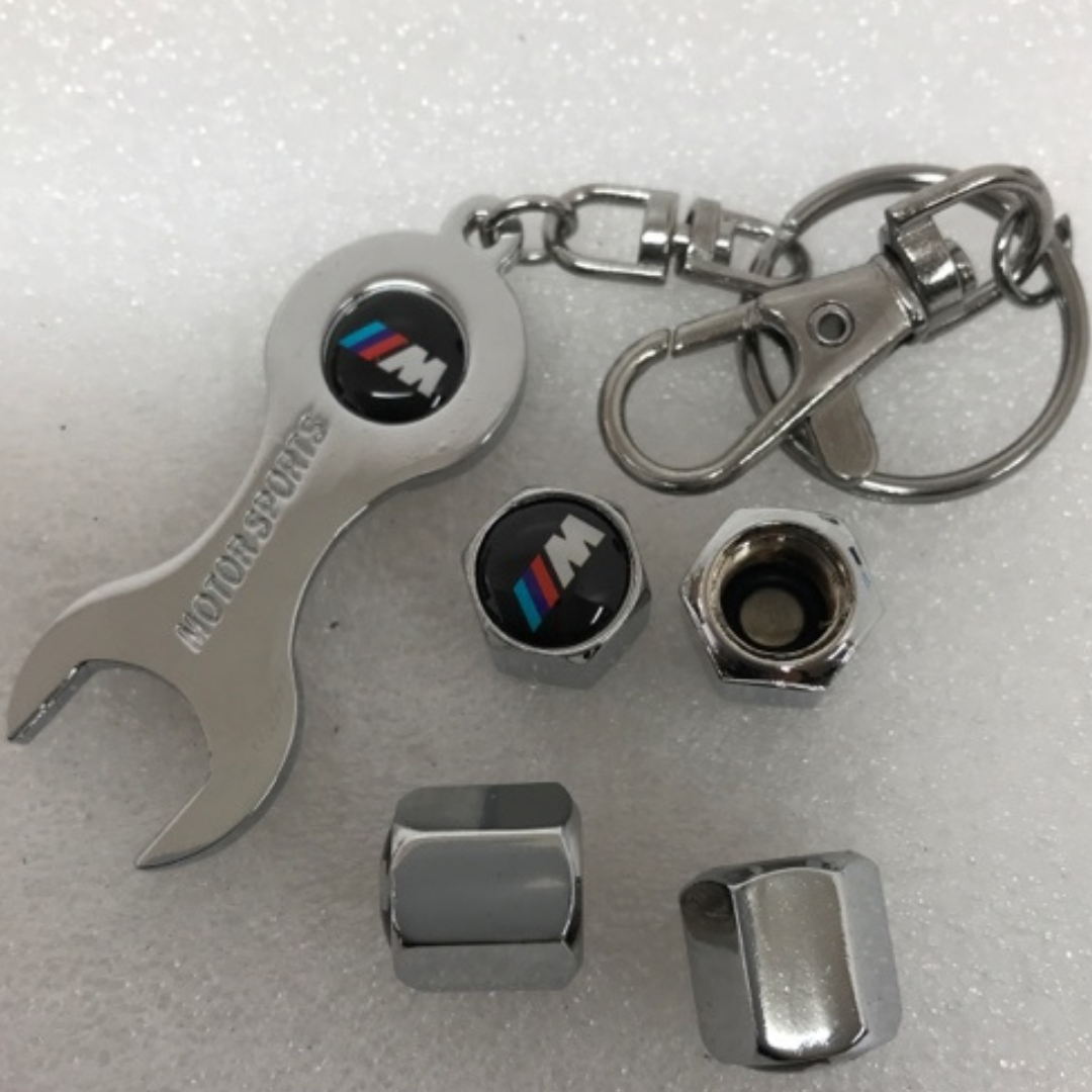 Set of 4 Motorsports BMW Tire Stem Valve Cap With Key 98ba4f67