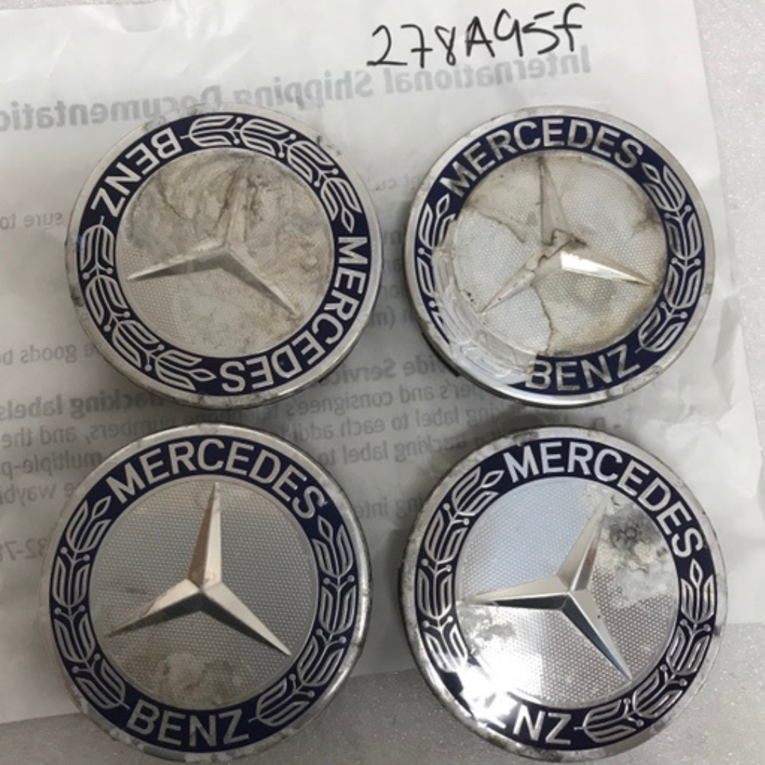 Set of 4 Mercedes Classic Dark Blue Wheel Center Hub Caps AMG Wreath 278a95f