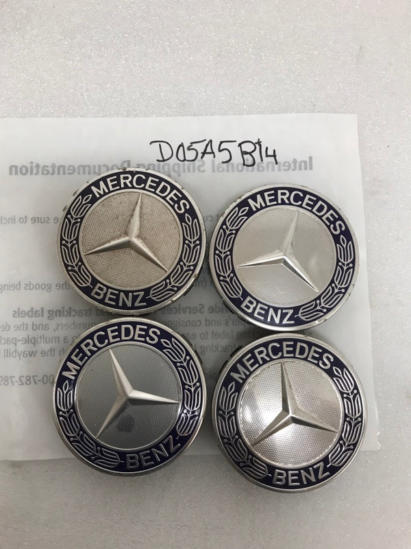 Set of 4 Mercedes Classic Dark Blue Wheel Center Hub Caps AMG Wreath d05a5b14