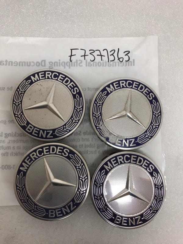 Set of 4 Mercedes 75MM Classic Dark Blue Wheel Center Hub Caps f7371363