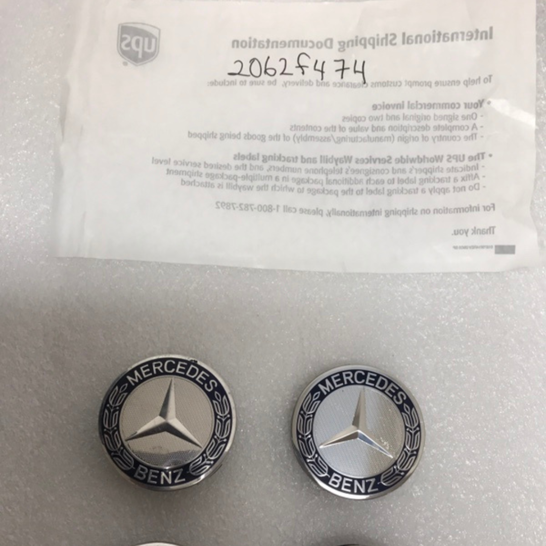 Set of 4 Mercedes-Benz 75MM Classic Dark Blue Wheel Center Hub Caps AMG 2062f474