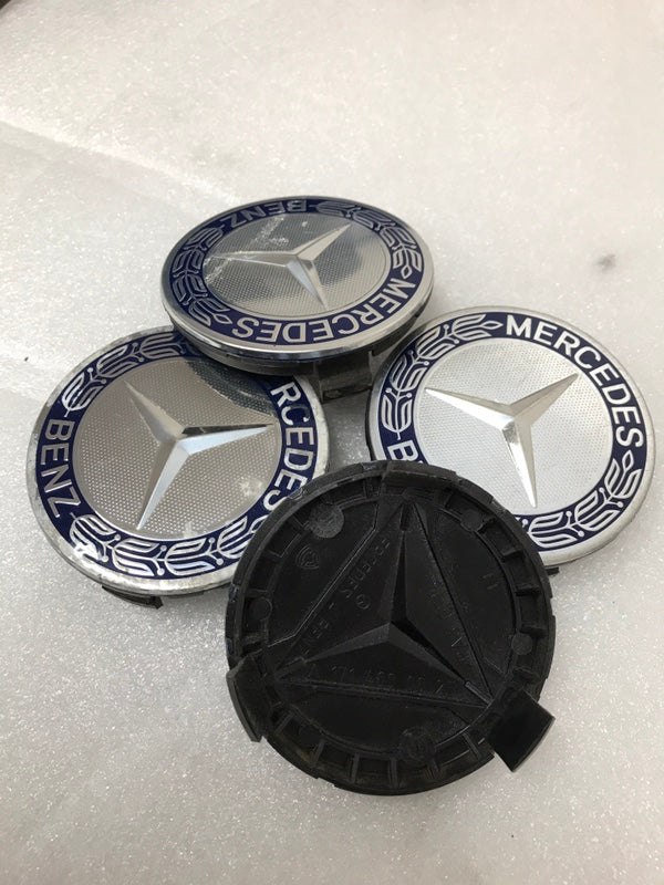 Set of 4 Mercedes 75MM Classic Dark Blue Wheel Center Hub Caps c99b000f