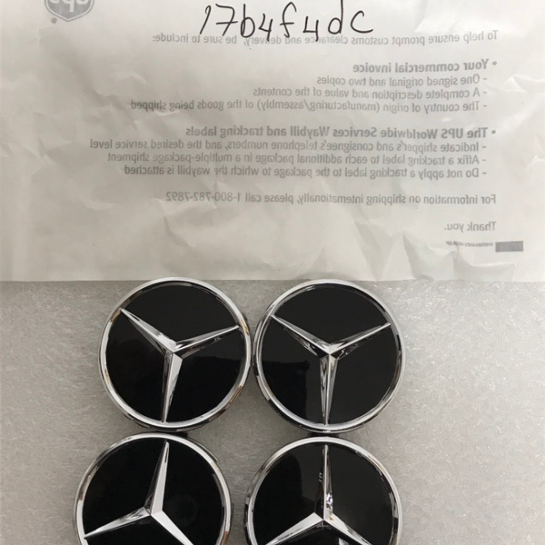 Set of 4 Mercedes-Benz Matte Black Wheel Center Hub Caps 75mm 17b4f4dc