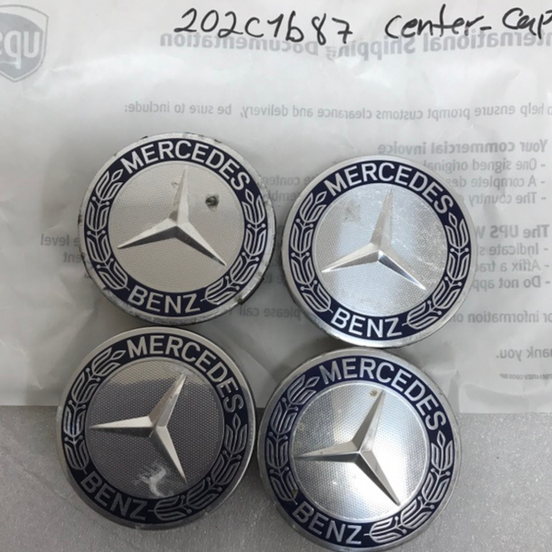 Set of 4 Mercedes 75MM Classic Dark Blue Wheel Center Hub Caps 202c1b87
