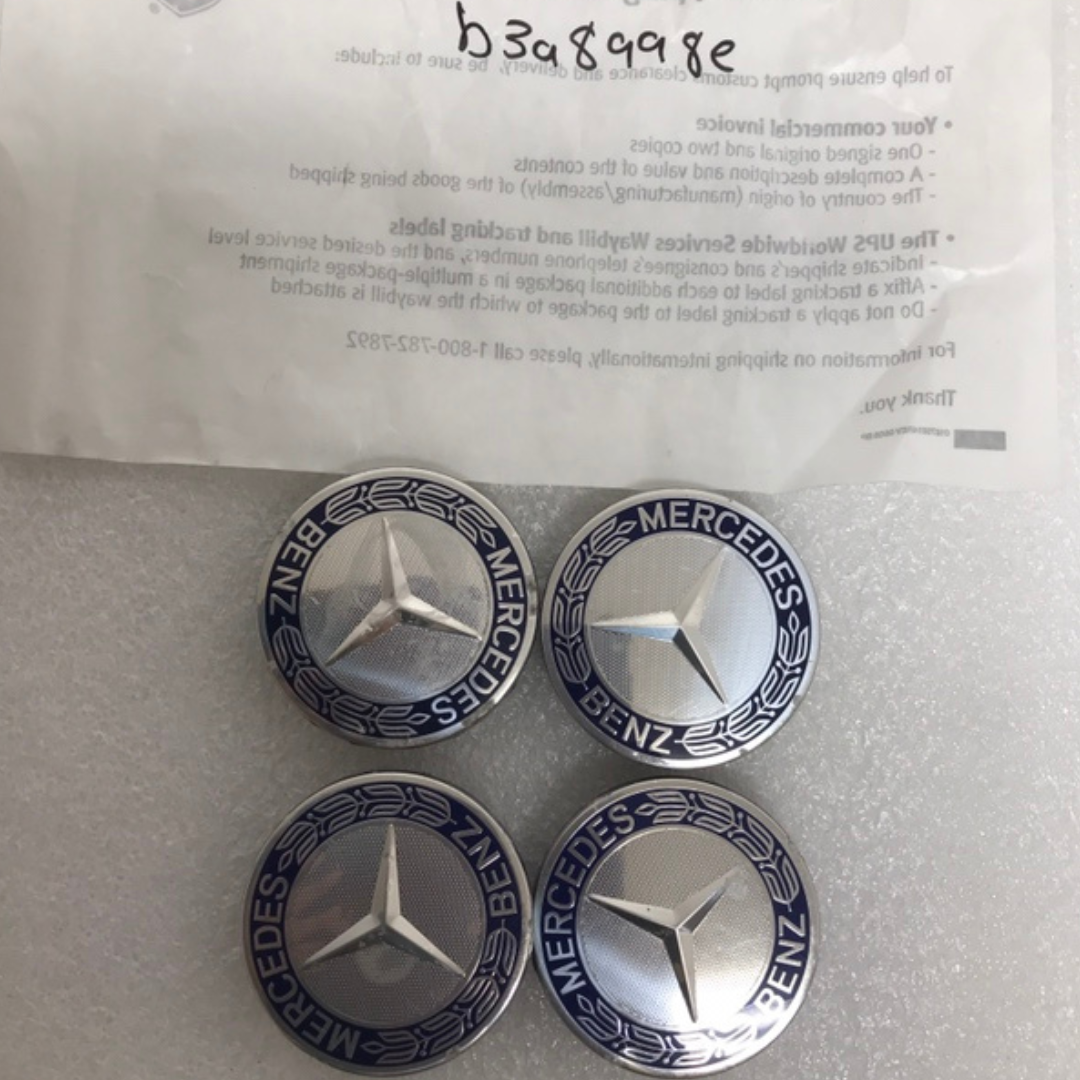 Set of 4 Mercedes 75MM Classic Dark Blue Wheel Center Hub Caps AMG b3a8998e