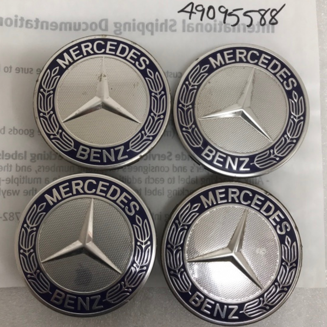 Set of 4 Mercedes 75MM Classic Dark Blue Wheel Center Hub Caps 49095588