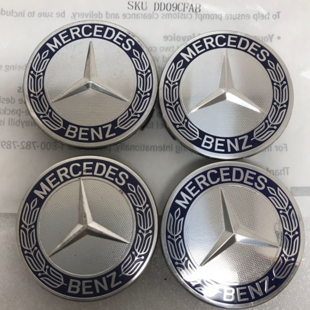 Set of 4 Mercedes 75MM Classic Dark Blue Wheel Center Hub Caps dd09cfab
