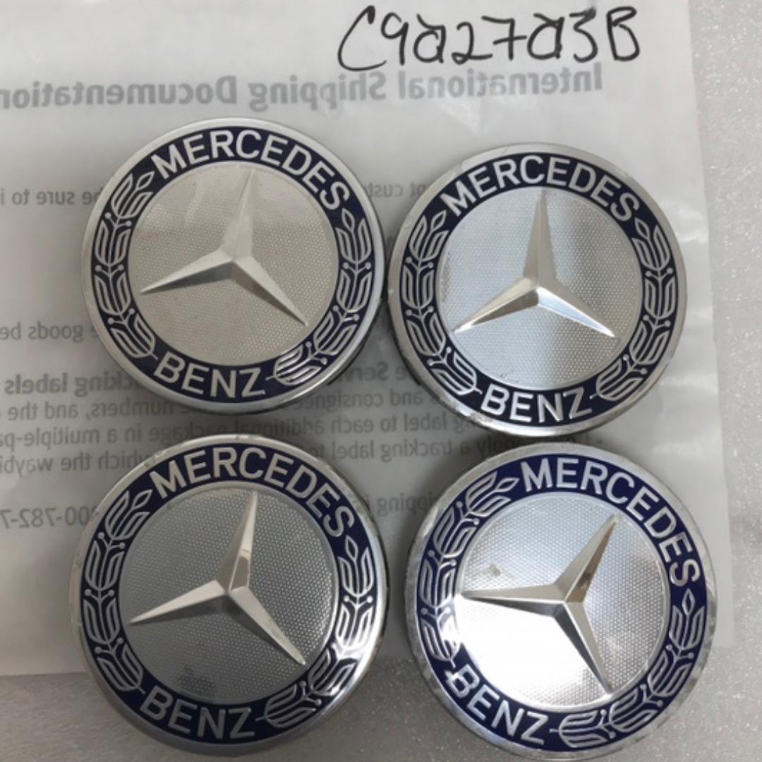 Set of 4 Mercedes 75MM Classic Dark Blue Wheel Center Hub Caps c9a27a3b