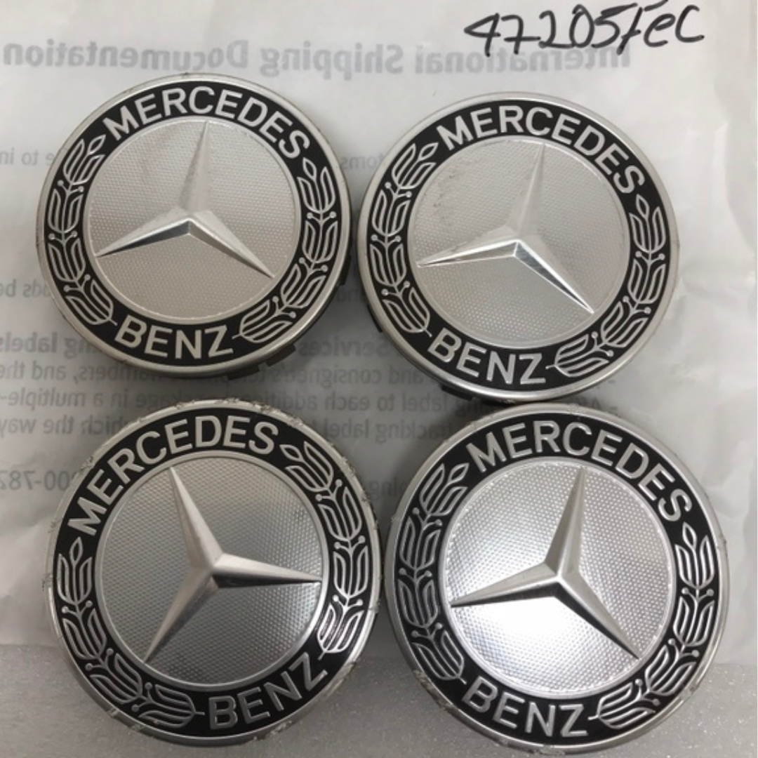 Set of 4 Mercedes 75MM Classic Dark Blue Wheel Center Hub Caps 47205fec