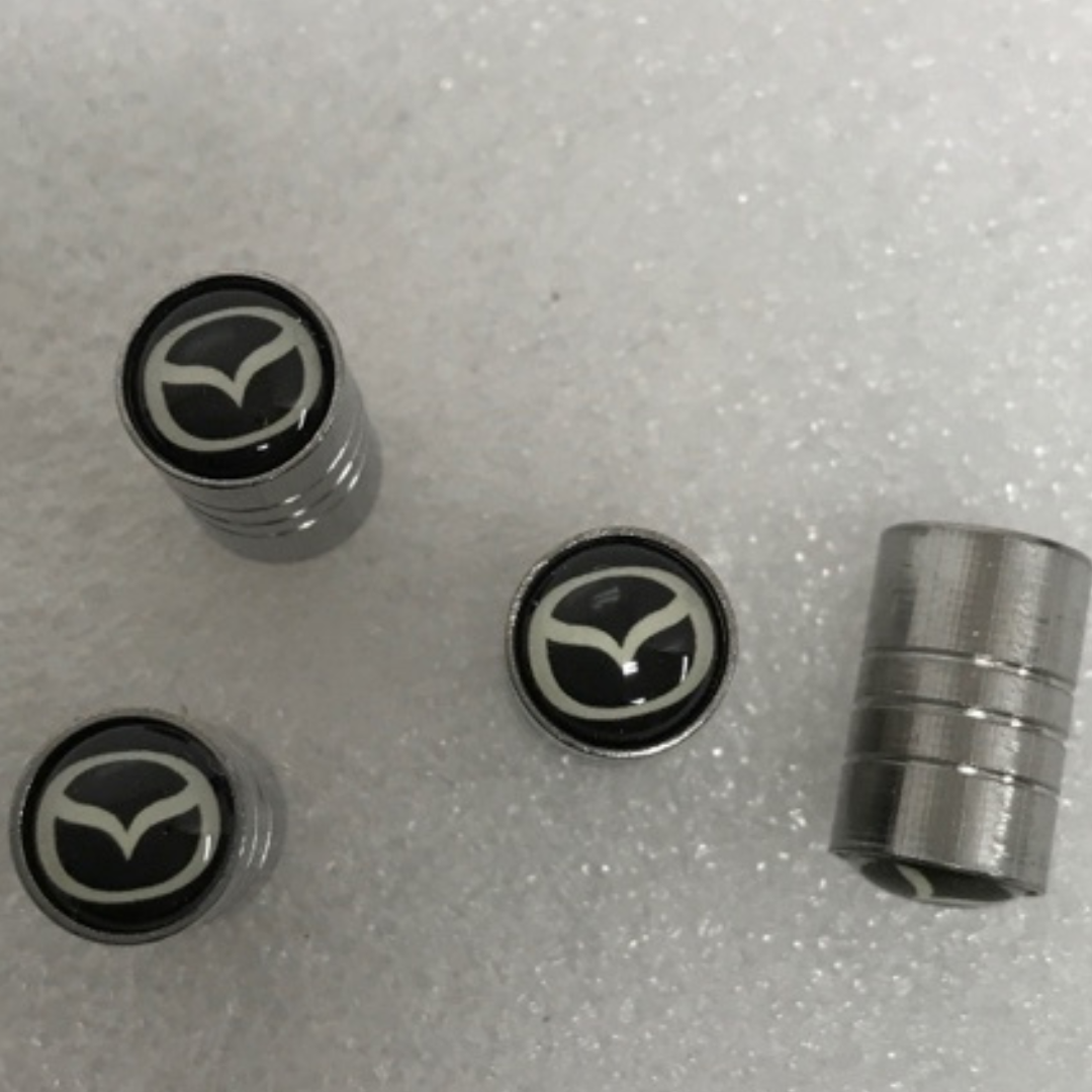 Set of 4 Universal Mazda Silver Wheel Stem Air Valve Caps 47000ac9