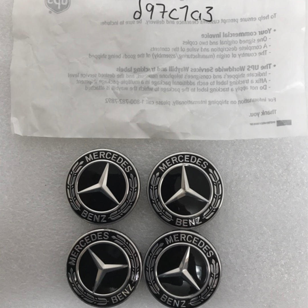 Set of 4 Mercedes-Benz Black Wheel Center Caps d97c1a3