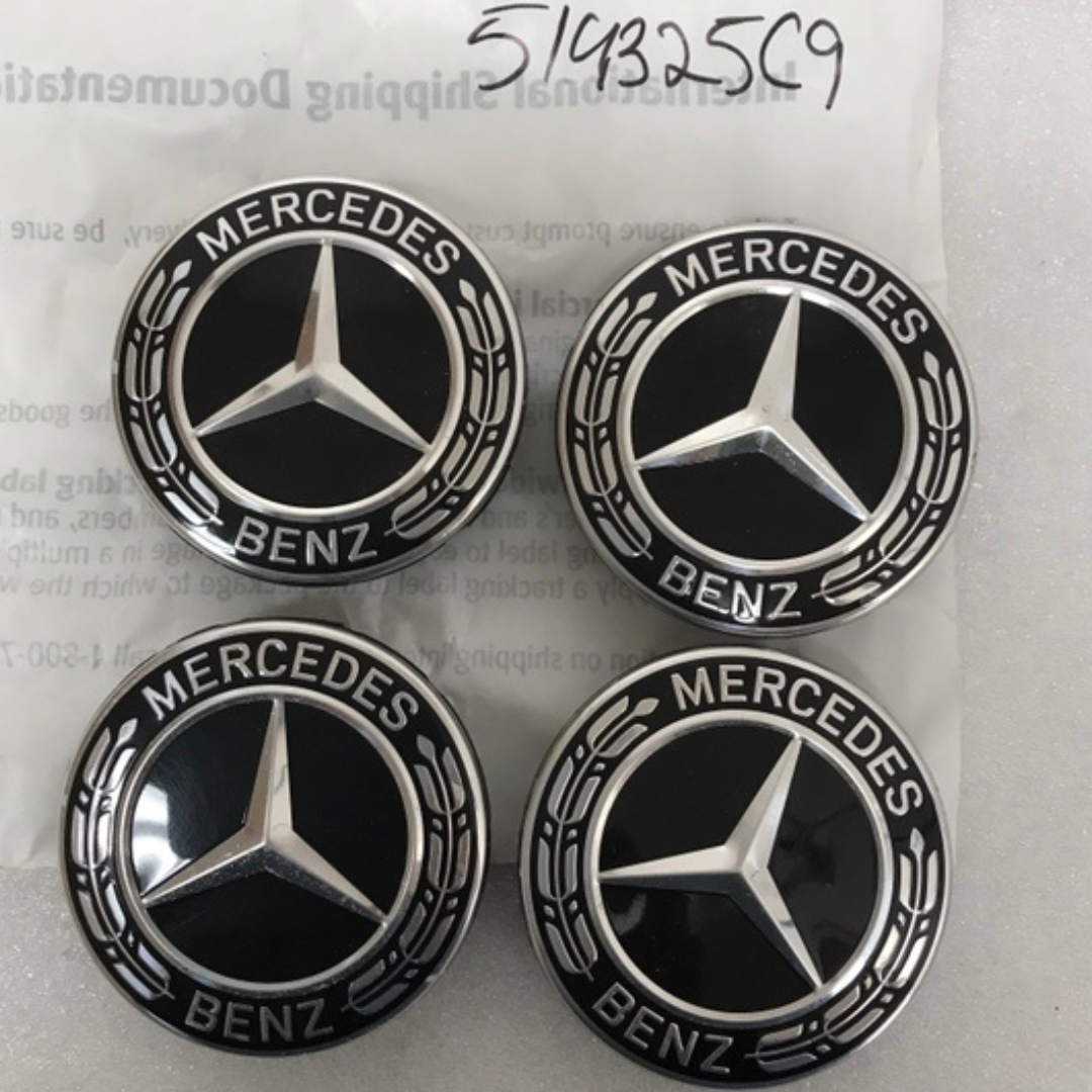 Set of 4 Mercedes-Benz Black Wheel Center Caps 519325c9