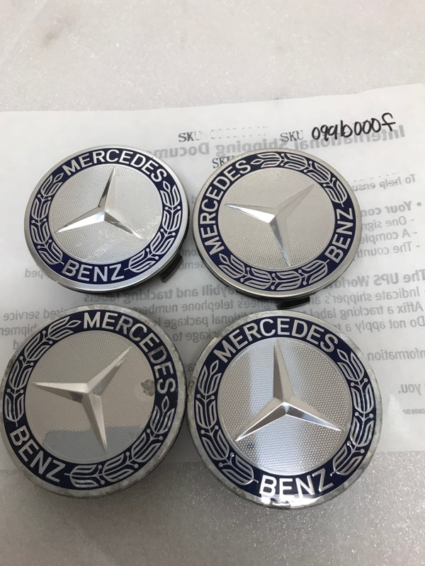 Set of 4 Mercedes 75MM Classic Dark Blue Wheel Center Hub Caps c99b000f