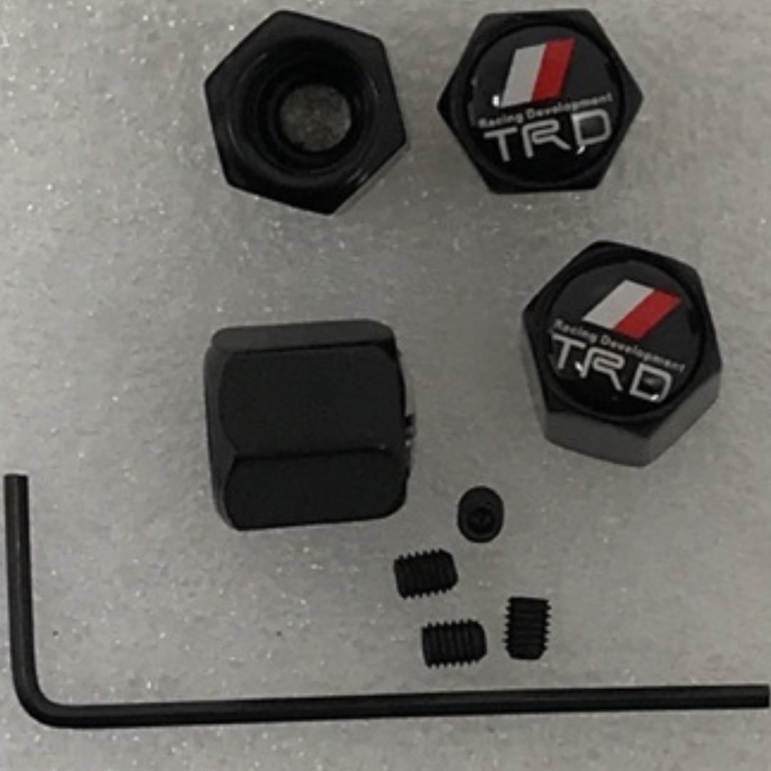 Set of 4 TRD Racing Development Tire Valve Stem Caps For Car with key 60a8b953