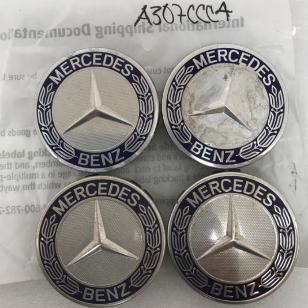 Set of 4 Mercedes 75MM Classic Dark Blue Wheel Center Hub Caps AMG a307ccc4