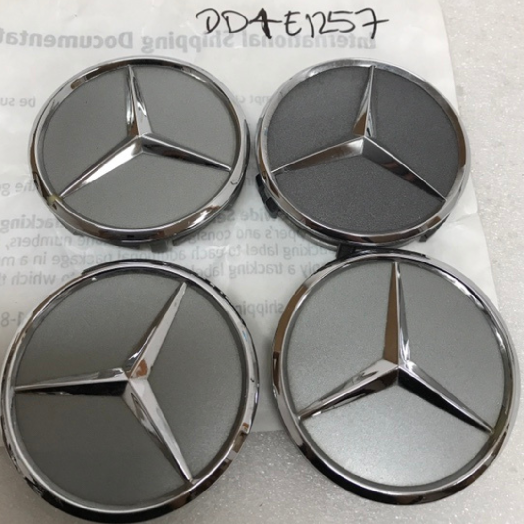 Set of 4 Mercedes-Benz Gray Wheel Center Hub Caps dd4e1257