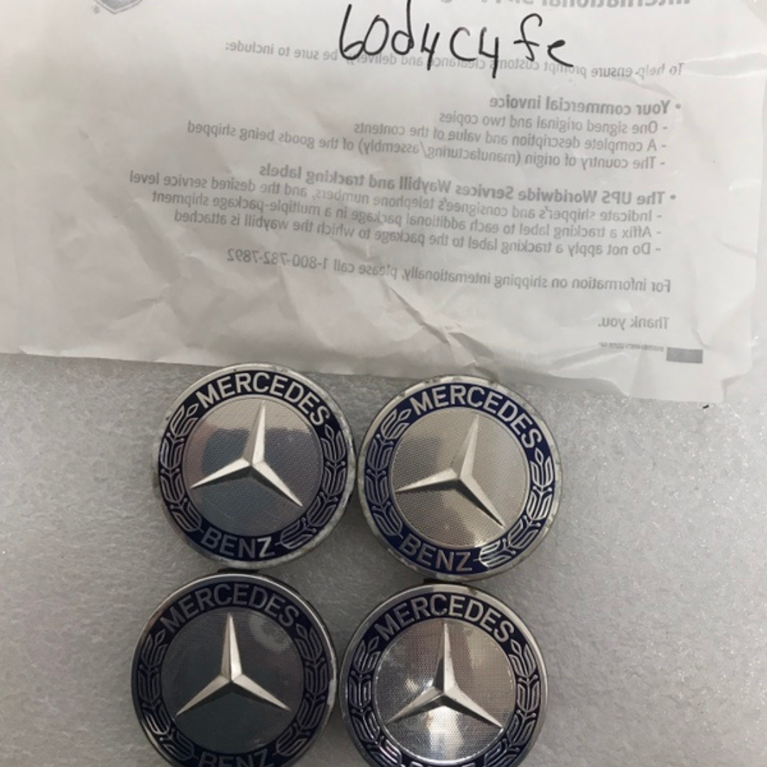Set of 4 Mercedes 75MM Classic Dark Blue Wheel Center Hub Caps AMG 60d4c4fe