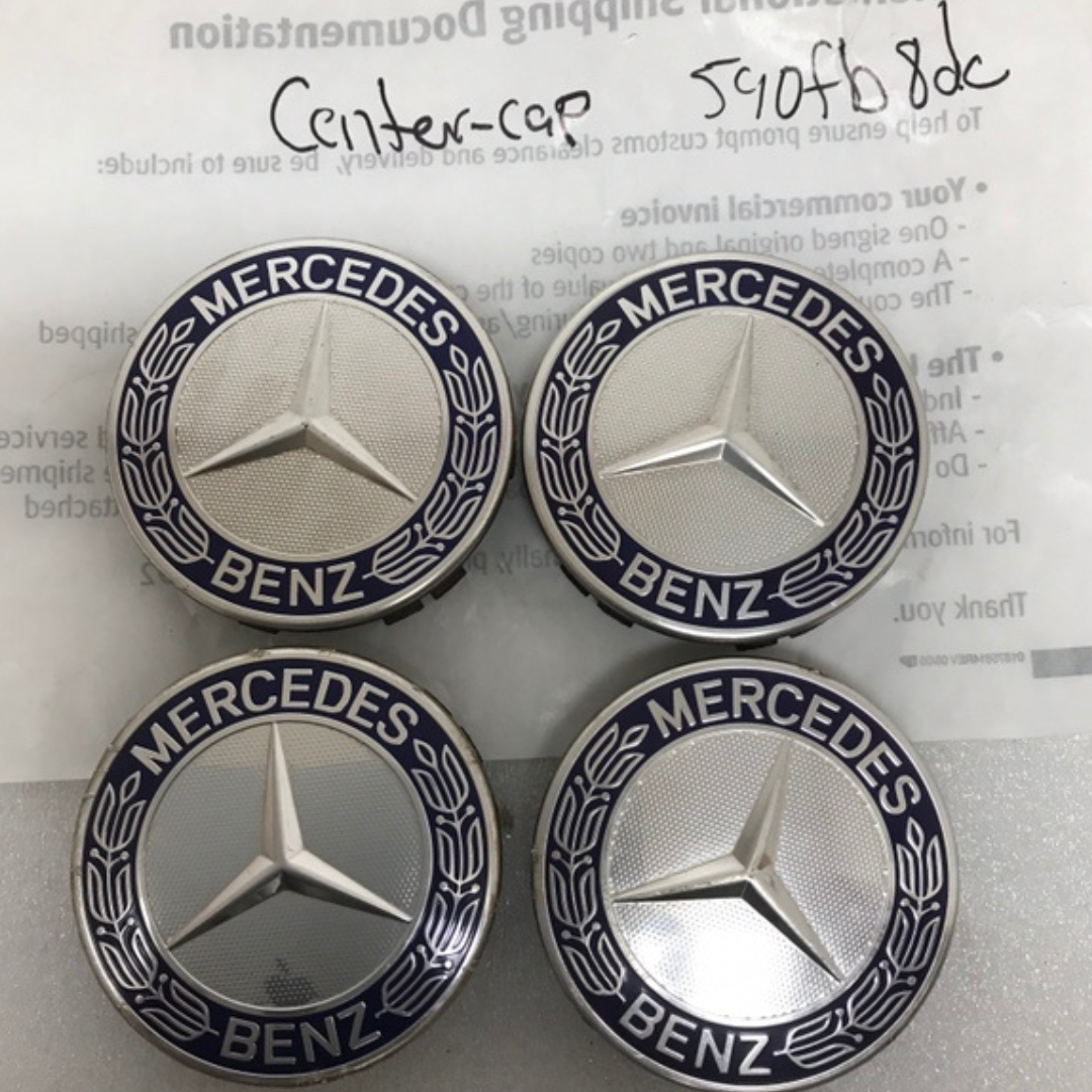 Set of 4 Mercedes 75MM Classic Dark Blue Wheel Center Hub Caps AMG 590fb8dc