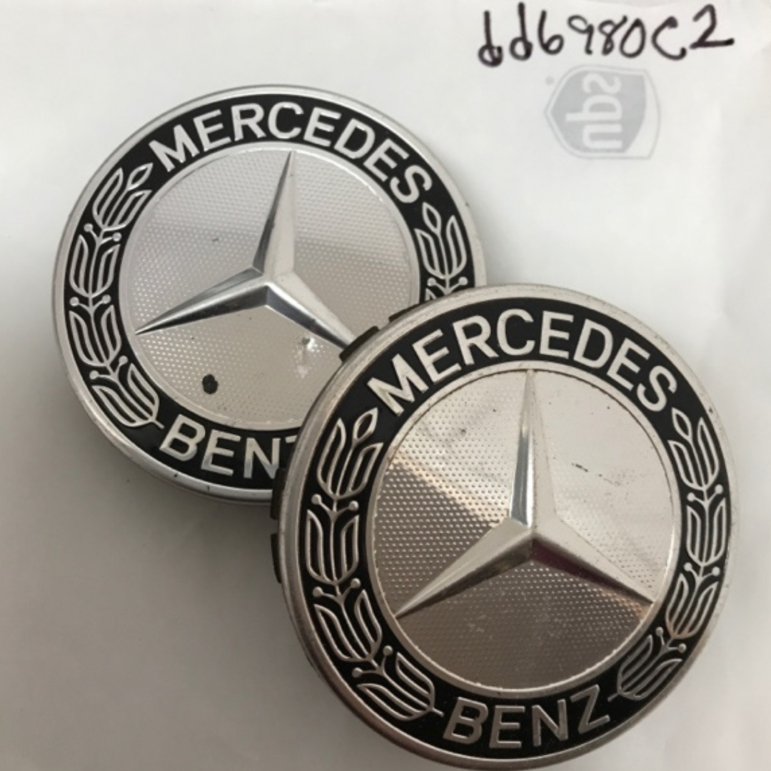 Set of 2 Mercedes 75MM Classic Dark Wheel Center Hub Caps AMG Wreath dd6980c2