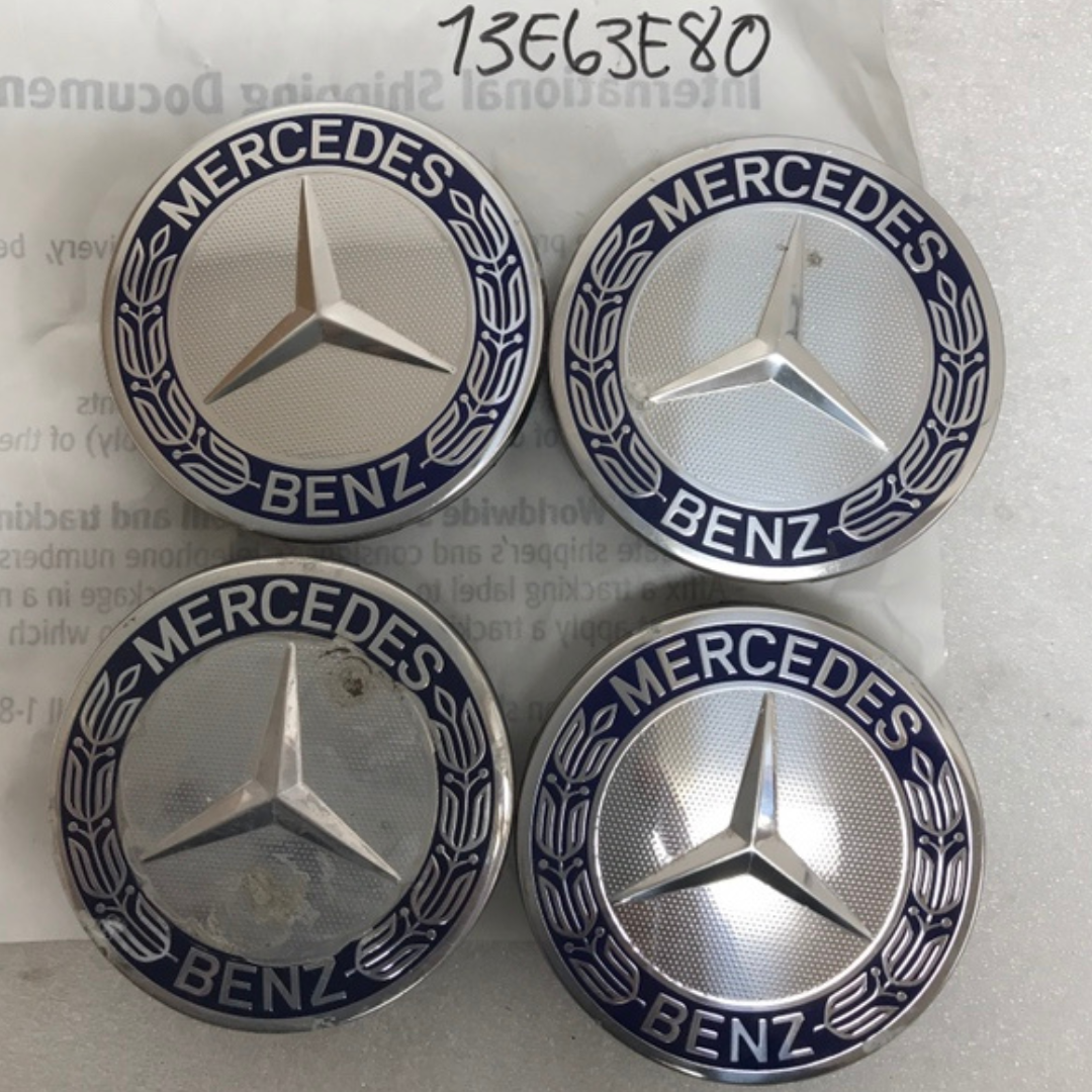 Set of 4 Mercedes Classic Dark Blue Wheel Center Hub Caps AMG Wreath 13e63e80