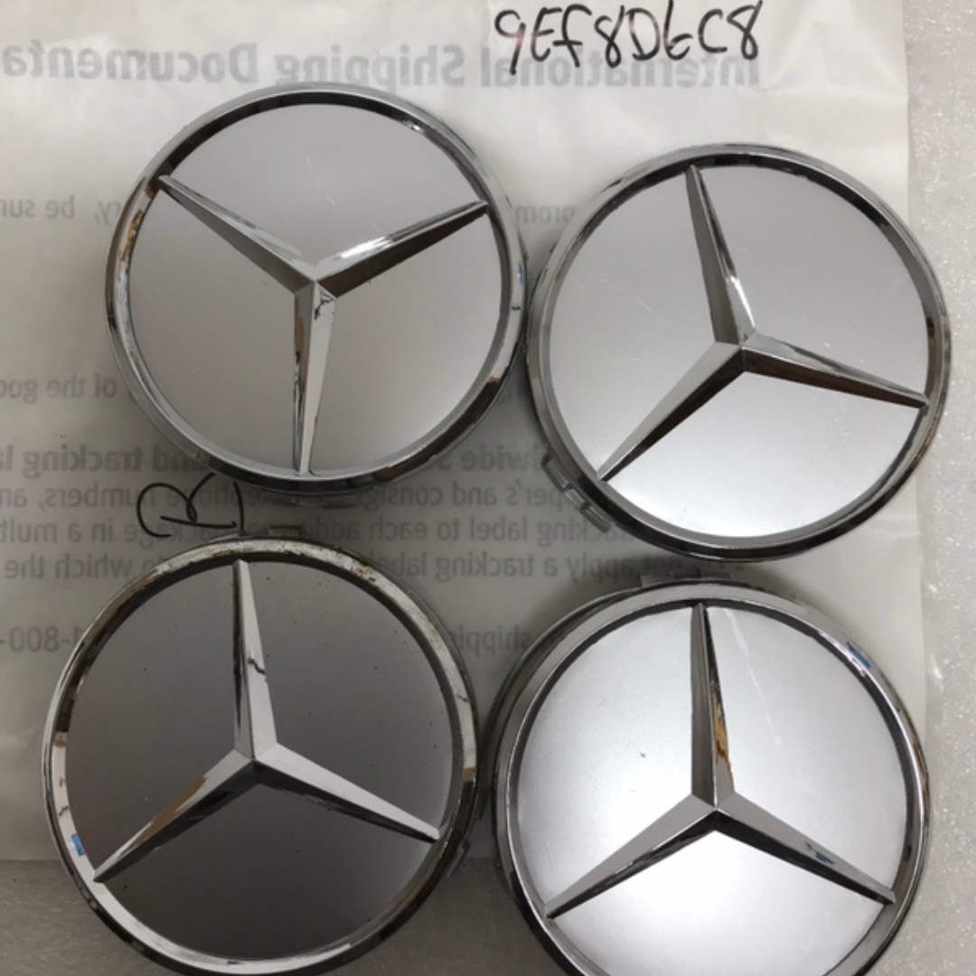 Set of 4 Mercedes-Benz Silver Wheel Center Hub Caps 9ef8b6c8
