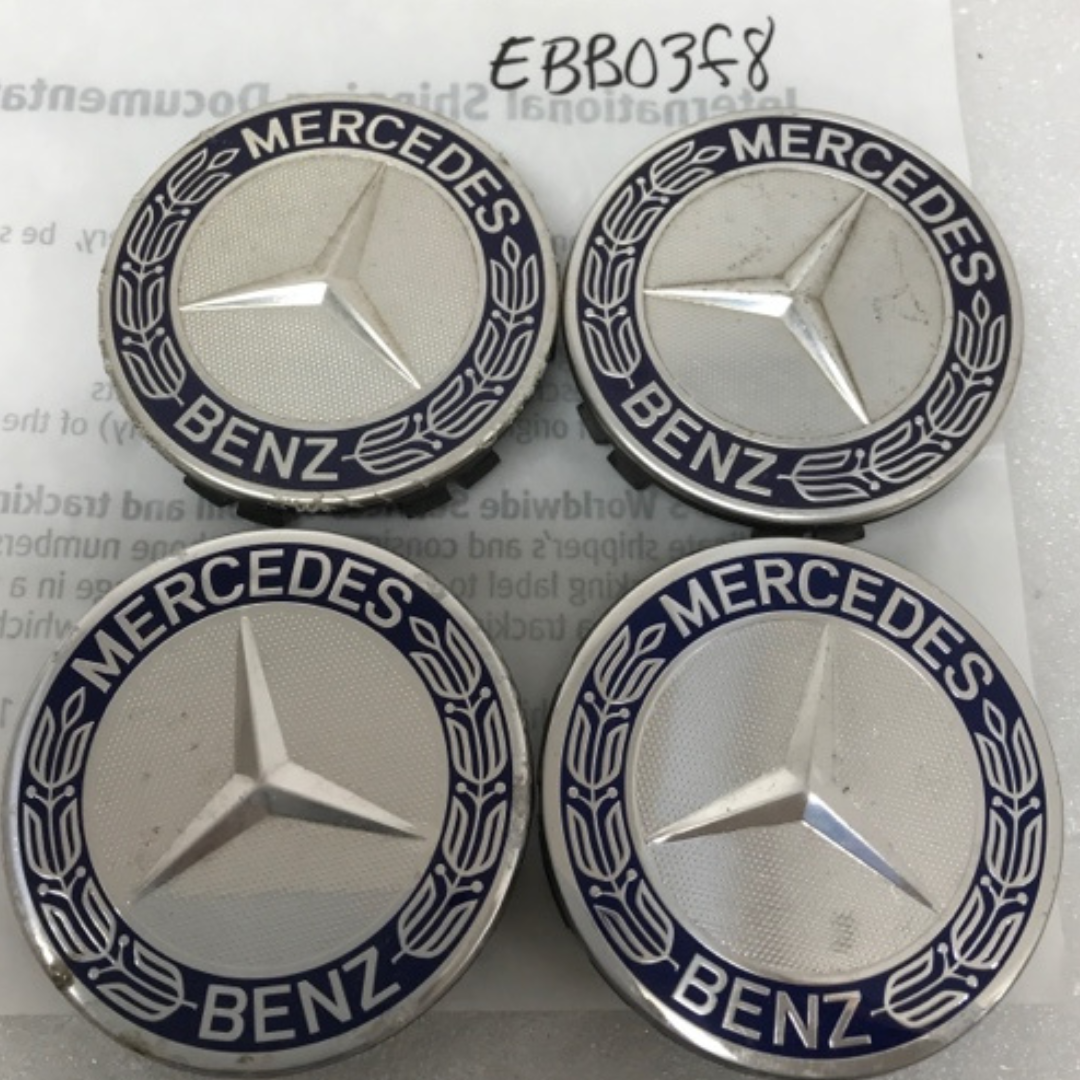 Set of 4 Mercedes 75MM Classic Dark Blue Wheel Center Hub Caps AMG ebb03f8