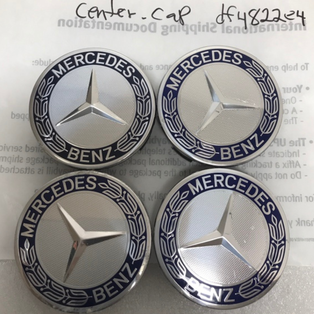 Set of 4 Mercedes 75MM Classic Dark Blue Wheel Center Hub Caps df4822e4