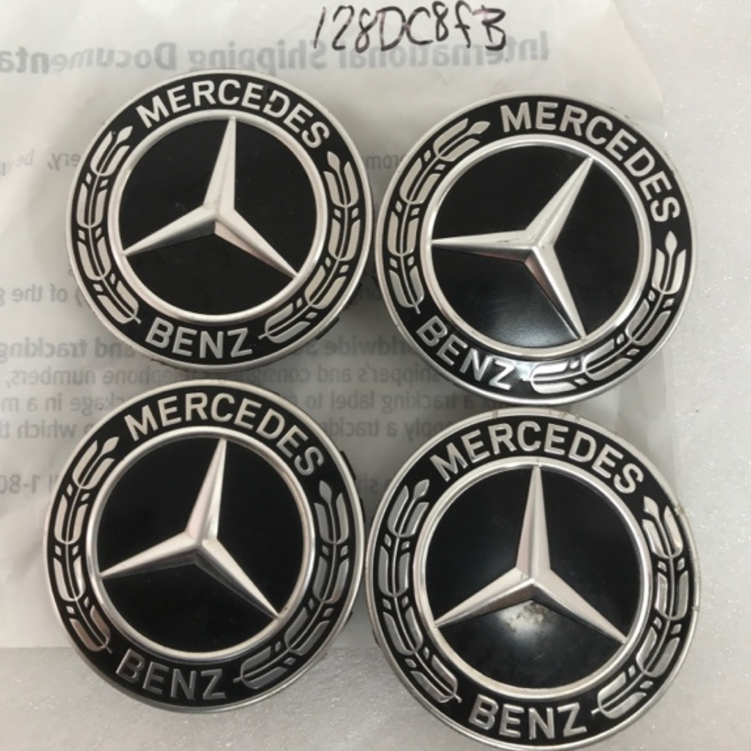 Set of 4 Mercedes-Benz Black Wheel Center Caps 75MM A2224002200 128dc8fb