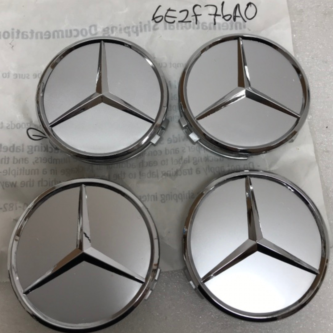 Set of 4 Mercedes-Benz Silver Wheel Center Hub Caps 6e2f76a0