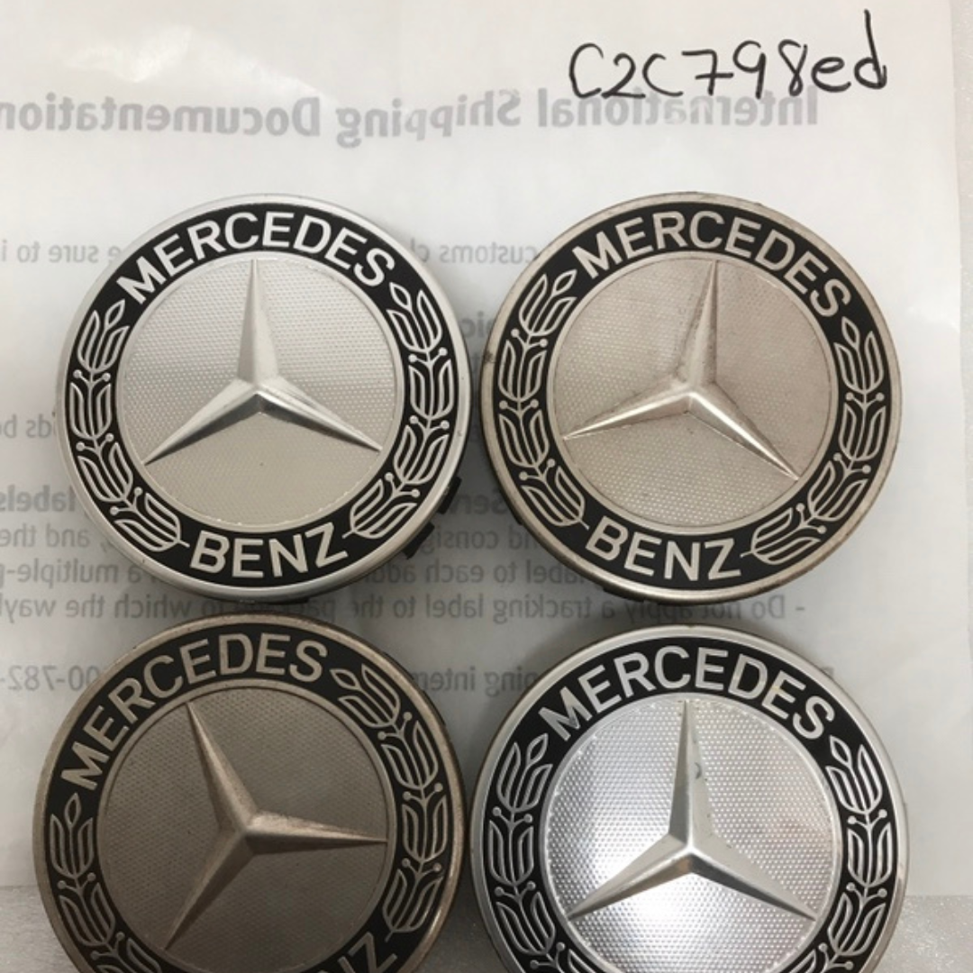 Set of 4 Mercedes 75MM Classic Dark Blue Wheel Center Hub Caps c2c798ed