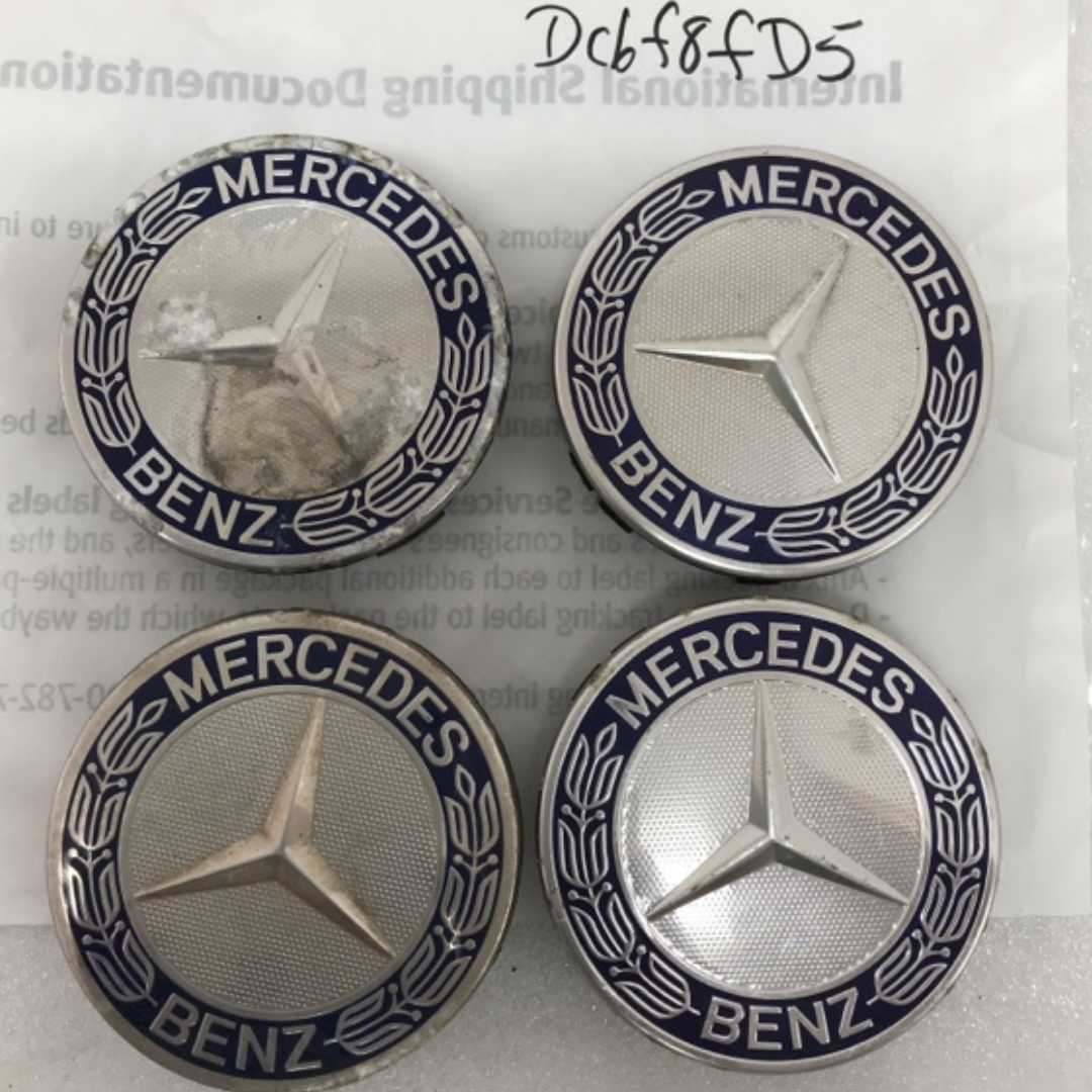 Set of 4 Mercedes 75MM Classic Dark Blue Wheel Center Hub Caps AMG dc6f8fd5